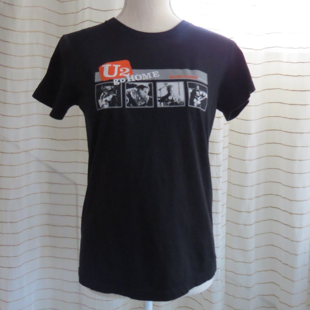 American Apparel Black U2 'Go Home' Short Sleeve Tee with Red and White Logo